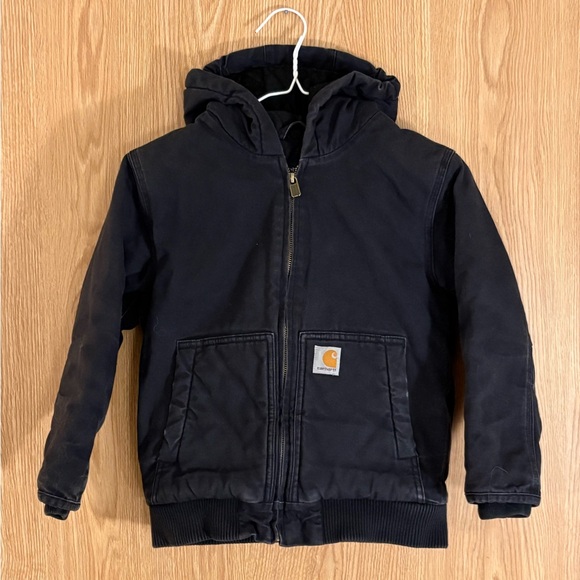 Carhartt Kids Black Duck Canvas Quilt Lined Waterproof Outdoor Coat